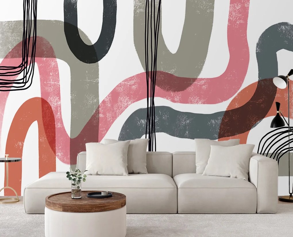 Gario Fotótapéta Rózsaszín boho vonalak - Andrea Haase Anyag: Vlies, Méret: 400 x 280 cm