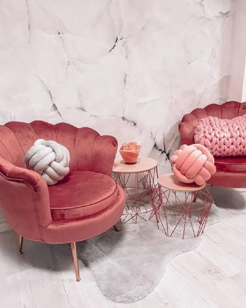 Fotel Art-deco stílusban, rózsaszín Velvet anyag/gold króm-arany, NOBLIN