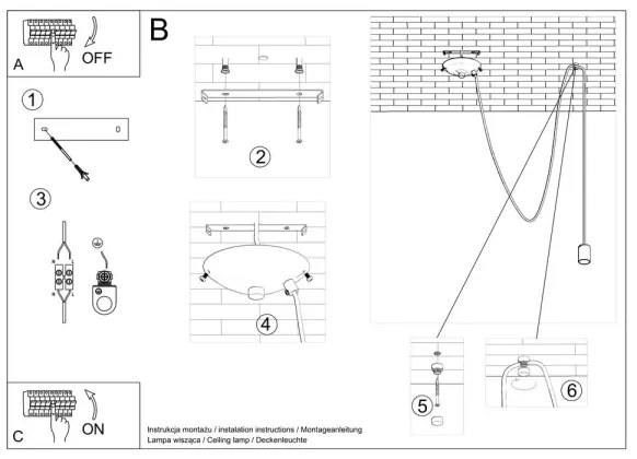 Sollux SL.0369 - Csillár zsinóron EDISON 1 1xE27/60W/230V pók fekete