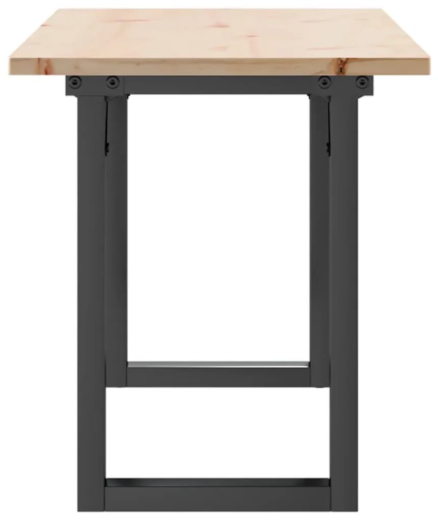 Tömör fenyőfa és acél dohányzóasztal O-vázzal 110x40x45 cm