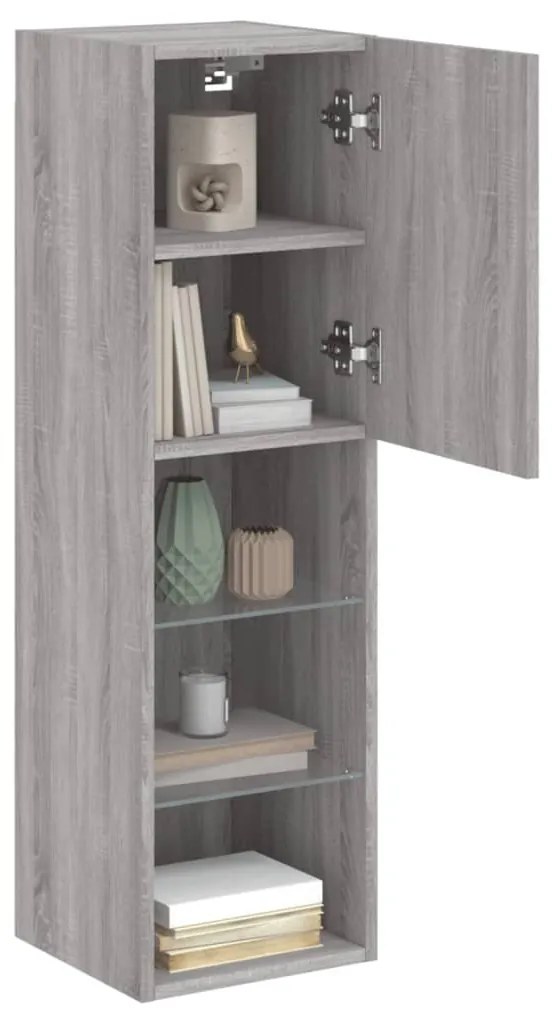 szürke sonoma színű TV-szekrény LED-lámpákkal 30,5x30x102 cm