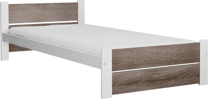Ágy IKAROS DOUBLE 80 x 200 cm, fehér/trüffel tölgy Ágyrács: Léces ágyrács, Matrac: Deluxe 10 cm matrac