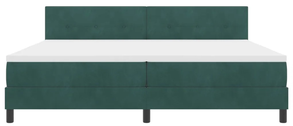 Boxspring Ágy Matrac & LED Sötét Zöld 200x200 cm Bársonyos