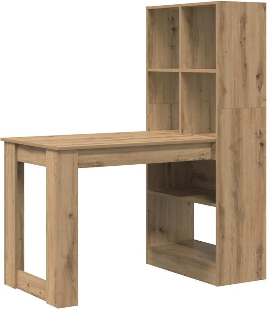 vidaXL Asztal polcokkal Artisan tölgy 122 x 67 x 145 cm Faanyag