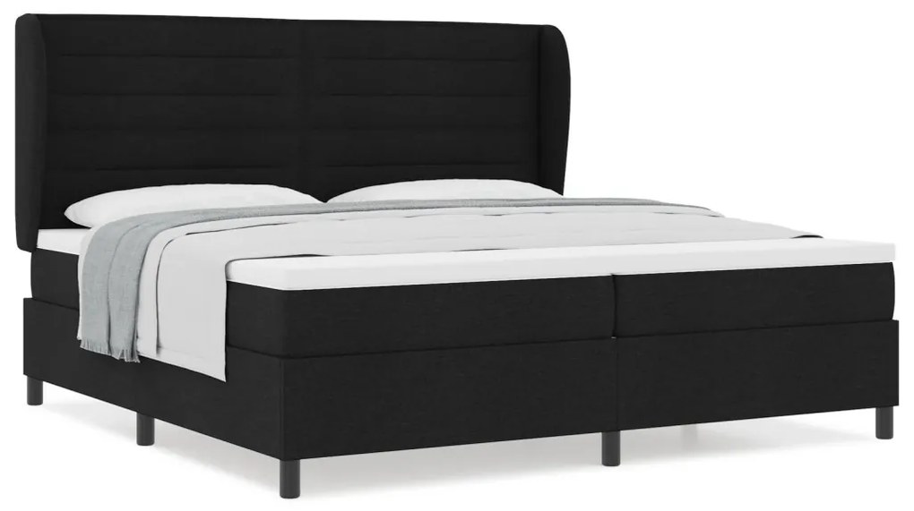 Boxspring Ágy Matrac Közepes Fekete 200x200 cm Szövet