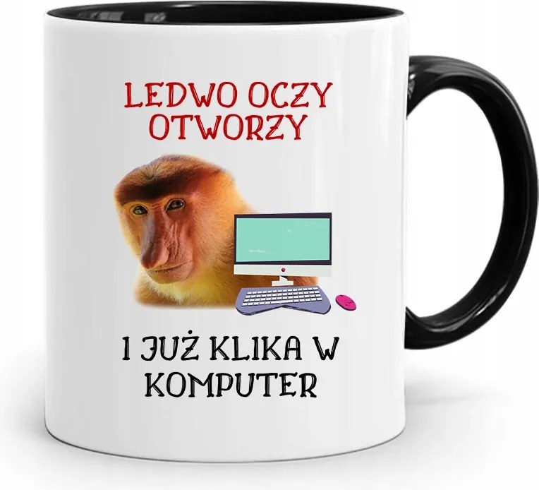 Bögre Fekete Hordozó Janusz Alig Nyitja Ki A Szemét fényképes nyomtatással