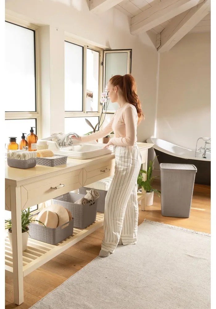 Szürkésbarna műanyag szennyeskosár 46 l Jute – Curver