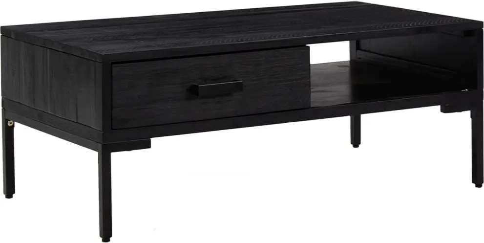 vidaXL fekete tömör újrahasznosított fenyő dohányzóasztal 90x50x35 cm