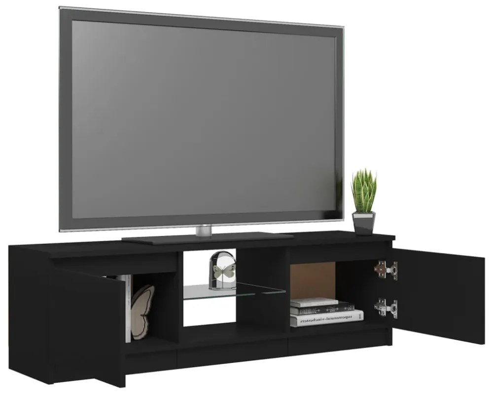 fekete TV-szekrény LED lámpákkal 120 x 30 x 35,5 cm