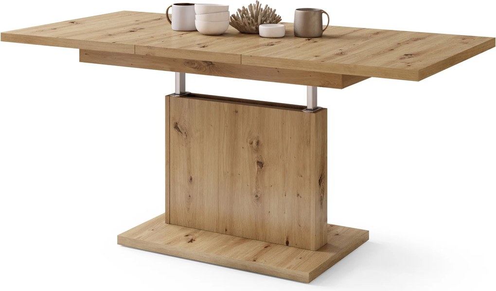 Mazzoni ASTON MINI Artisan Tölgy - MODERN NYITHATÓ EMELHETŐ DOHÁNYZÓASZTAL ÉTKEZŐASZTAL ÁTALAKÍTHATÓ ASZTAL