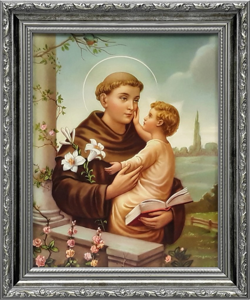 Vászonkép 31x26 Szent Antal Ezüst Díszített Keret