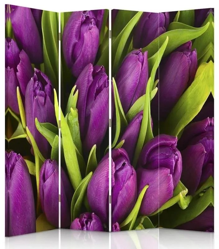Gario Paraván Lila tulipánok Méret: 145 x 170 cm, Kivitelezés: Klasszikus paraván