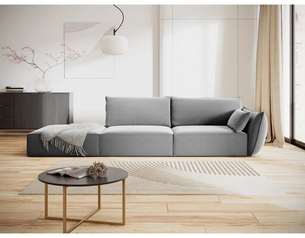 Világosszürke bársony kanapé, jobb oldali 264 cm Vanda – Mazzini Sofas