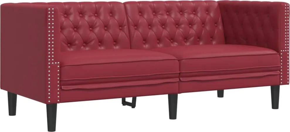 vidaXL kétszemélyes bordó műbőr Chesterfield kanapé