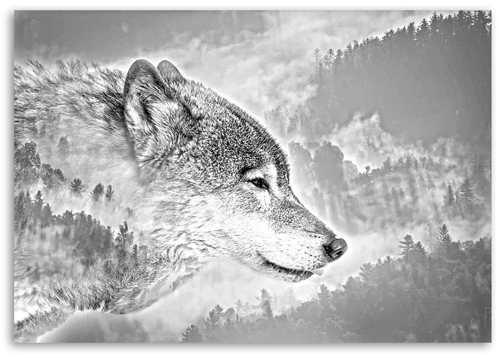Gario Vászonkép Farkas havas háttérrel Méret: 90 x 60 cm