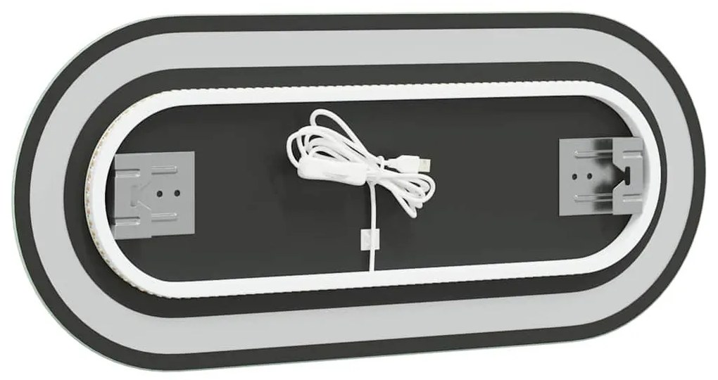 ovális LED-es fürdőszobai tükör 70 x 30 cm