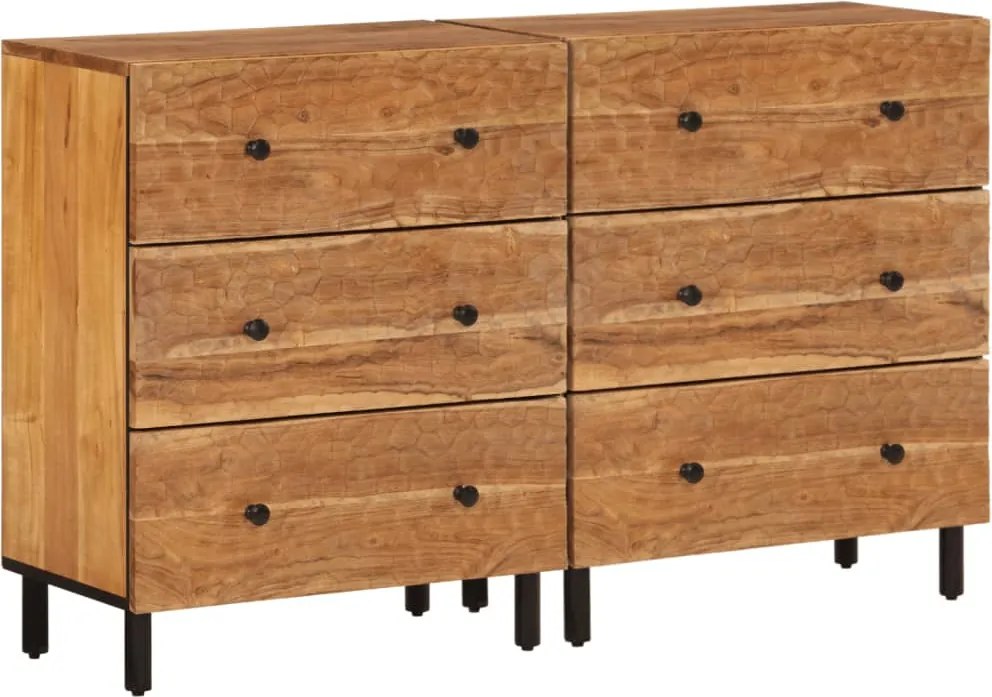 vidaXL 2 db tömör akácfa kisszekrények 60 x 33 x 75 cm