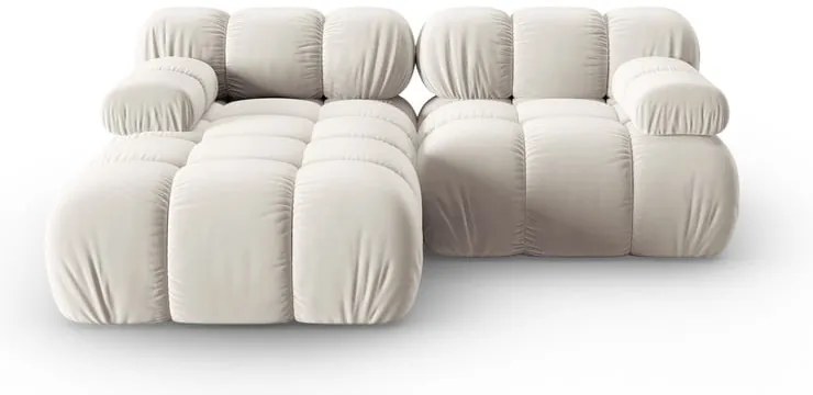 Bézs bársony moduláris sarokkanapé (bal oldali) Bellis – Micadoni