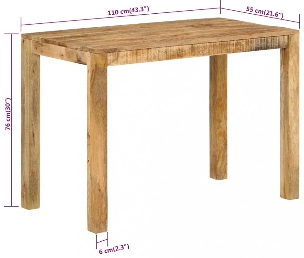 tömör mangófa étkezőasztal 110 x 55 x 76 cm