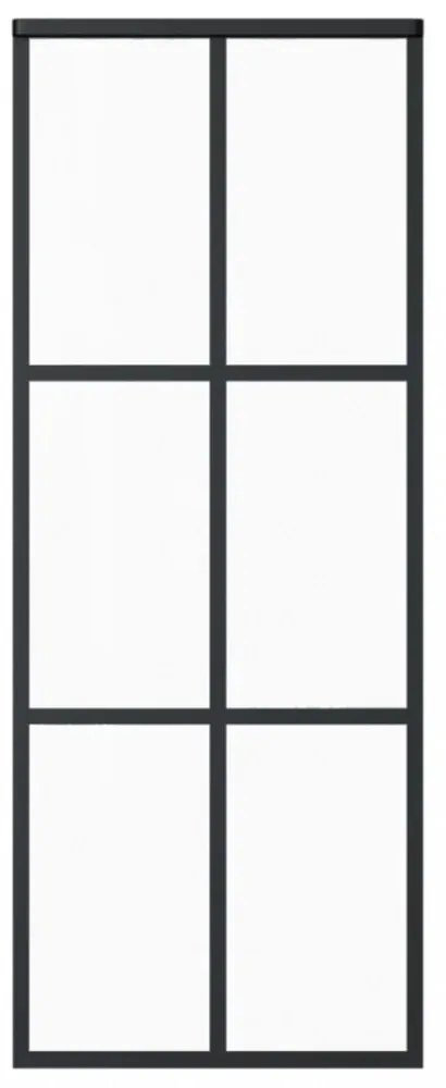 fekete ESG üveg és alumínium tolóajtó 76 x 205 cm