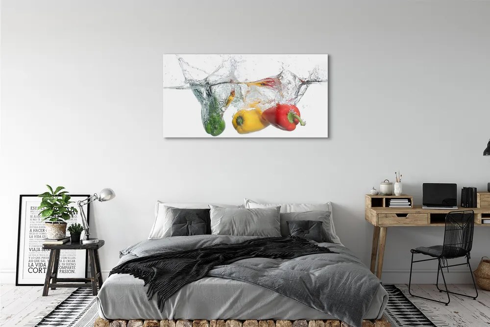 Üvegképek Színes paprika vízben 120x60cm