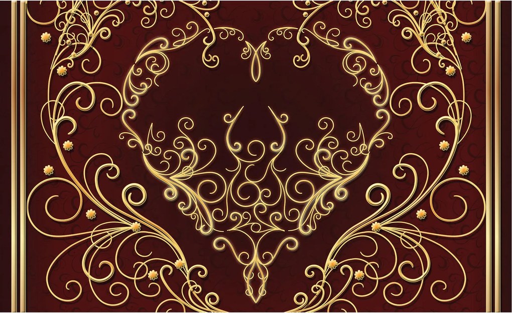 Flizelin fotótapéta Arany Piros Dísz Luxus Minta 300x210 +ragasztó