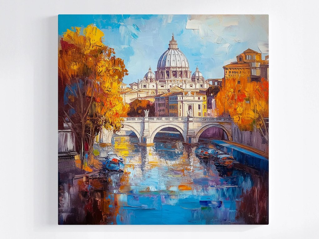 Poszter Város Róma Vatikán Bazilika Tiber Ősz 80x80