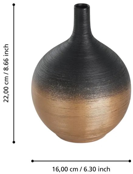 Eglo 421416 - Kerámia váza SARYKSU 22x16 cm fekete/arany