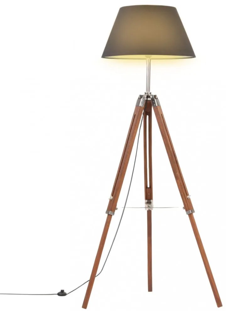 mézbarna-fekete háromlábú tömör tíkfa állólámpa 141 cm