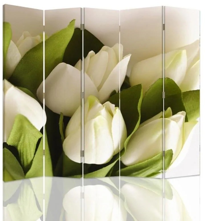 Gario Paraván Friss fehér tulipánok Méret: 180 x 170 cm, Kivitelezés: Forgó paraván 360°
