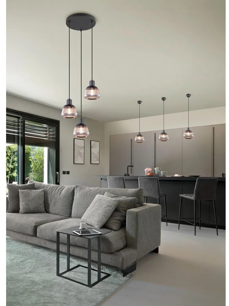 Fekete függőlámpa üveg búrával ø 22 cm Tarifa – Trio