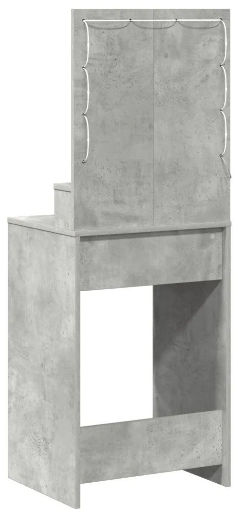 LED-es fésülködő asztal Betongyári szürke 50x41x135 cm