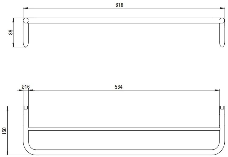 Deante Silia tartozékok, falra szerelhető dupla törölközőtartó 615mm, acél, DEA-ADI_F631