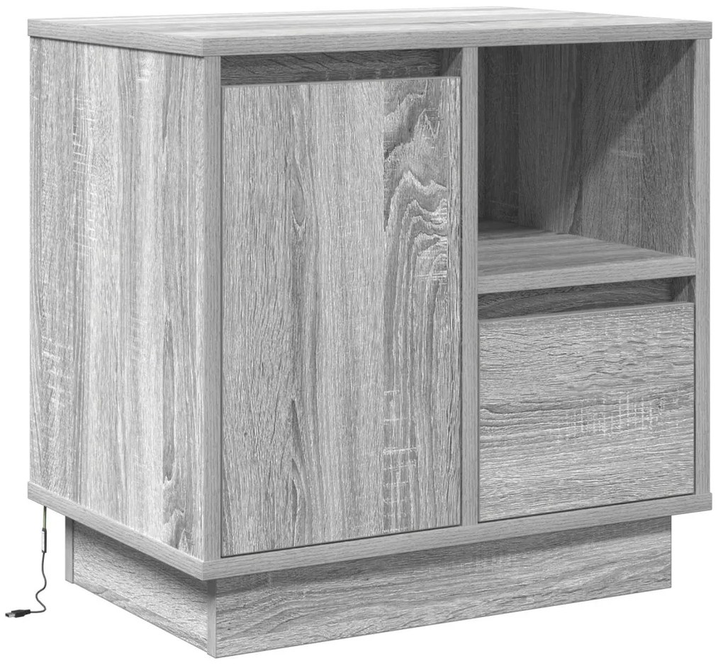 Éjjeli szekrény LED világítással 2 db Szürke Sonoma 50x34,5x50 cm