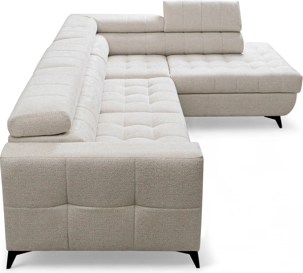 Nardo L jobb oldali sarokkanapé ágyneműfunkcióval - bézs Taro 04 könnyen tisztítható szenil