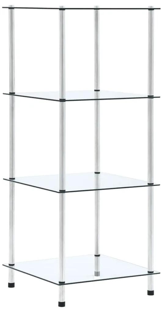 vidaXL 4 szintes átlátszó edzett üveg polc 40 x 40 x 100 cm