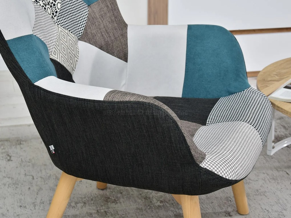 Fotel Nutri (patchwork + fekete). Akció -15%. 1110350