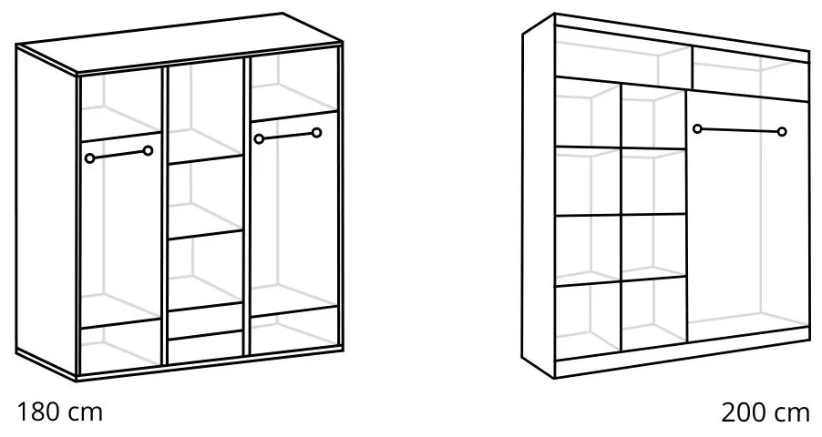GALAN tolóajtós ruhaszekrény, 180x216x61, wenge