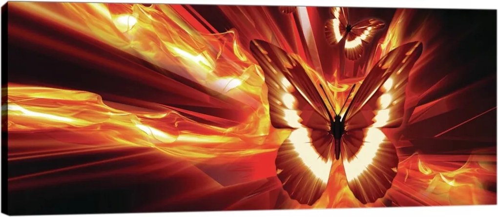 Vászonkép 145x45 Pillangók tűz energia mozgás repülés transzformáció fény művészet