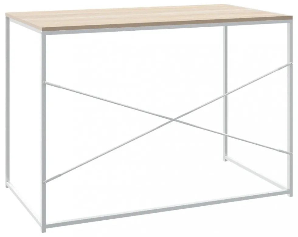 fehér-tölgyszínű szerelt fa számítógépasztal 110 x 60 x 70 cm