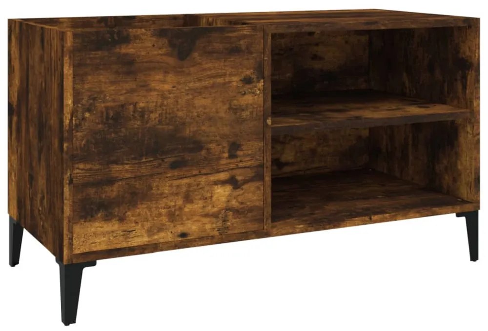 füstös tölgy színű szerelt fa hanglemezszekrény 84,5x38x48 cm