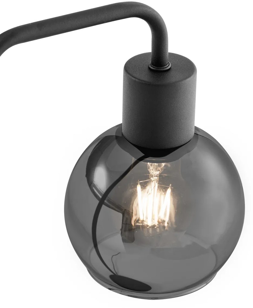 Art Deco asztali lámpa fekete füstüveggel - Vidro