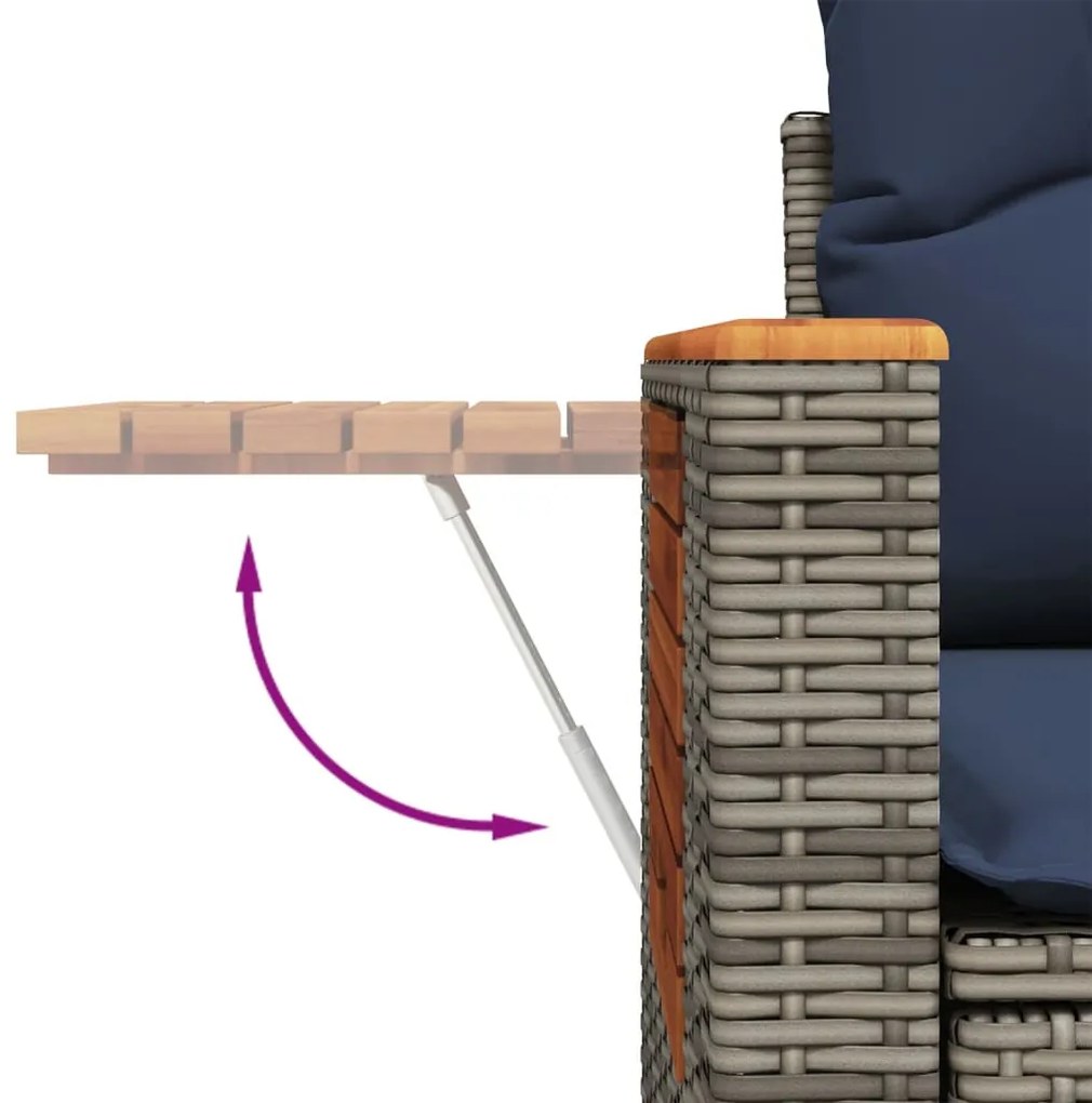 5 részes szürke polyrattan kerti ülőgarnitúra párnával