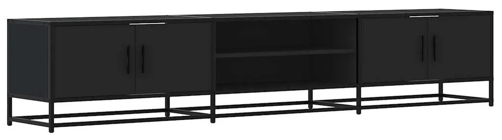 fekete szerelt fa TV-szekrény 210 x 35 x 41 cm