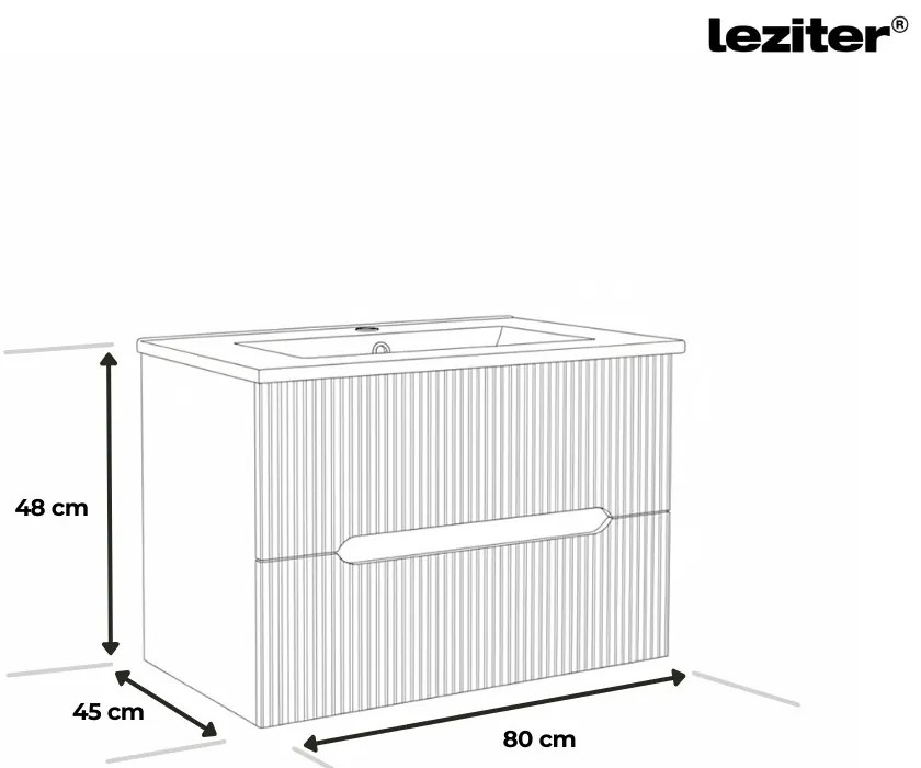 Trent 80 alsó fürdőszobabútor kerámia mosdóval 2 fiókos, antracit szürke