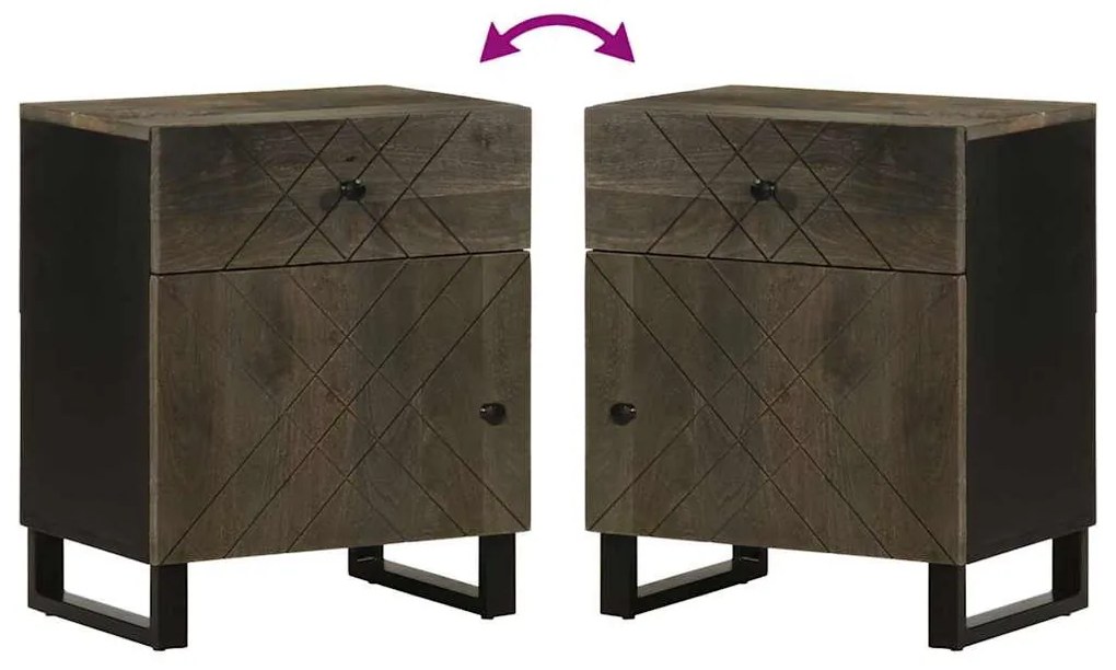 fekete tömör mangófa éjjeliszekrény 50 x 33 x 60 cm