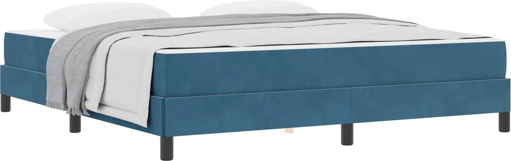 vidaXL Boxrugós ágy matracmal Sötét kék 180 x 200 cm szövet