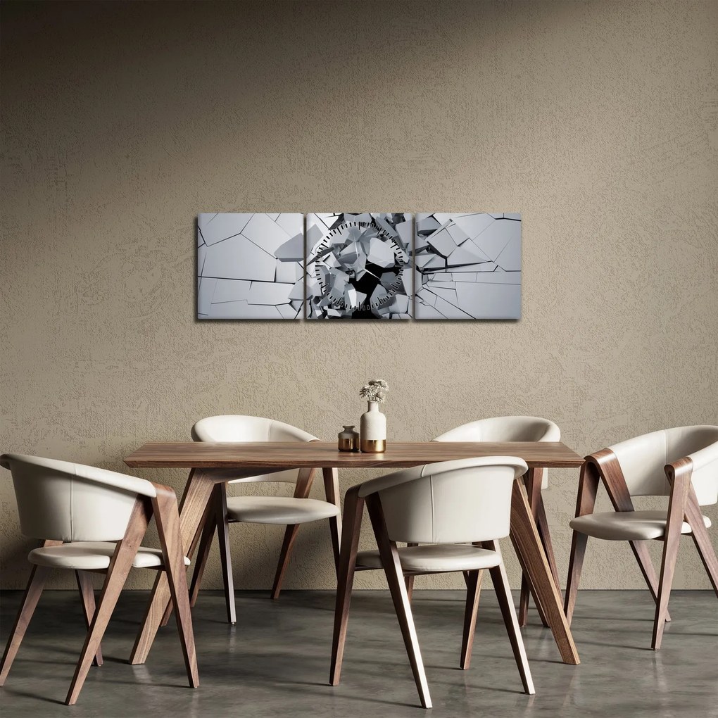 3D absztrakciós kép (órával) (90x30 cm)