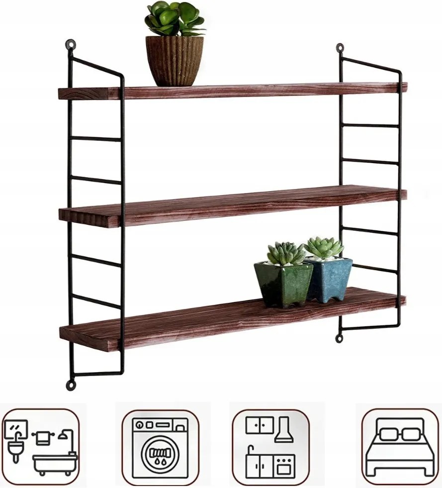 Falra Akasztható Polc Rusztikus Loft Nappali Dolgozószoba 3 Szint
