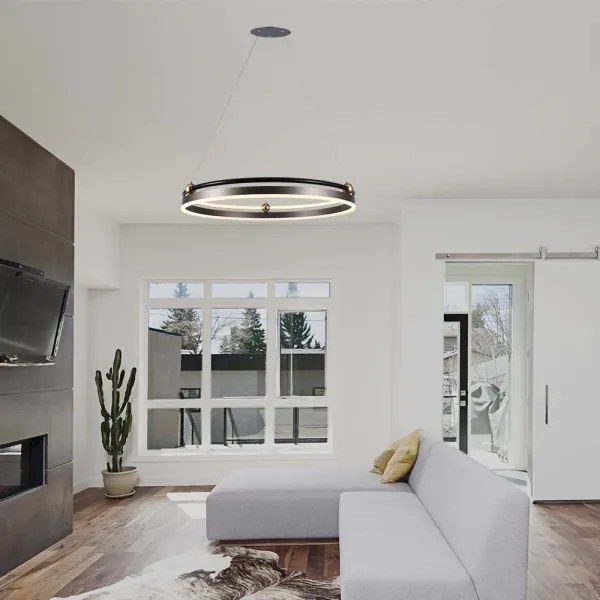 LED Csillár zsinóron LED/30W/230V 3000K átm. 62 cm barna